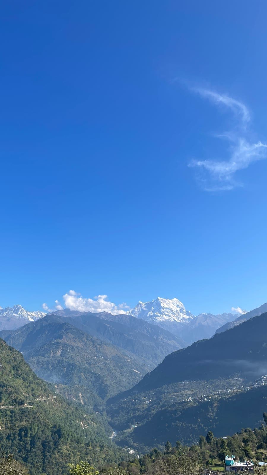 Snow-capped Himalayan peaks viewed from Guptkashi