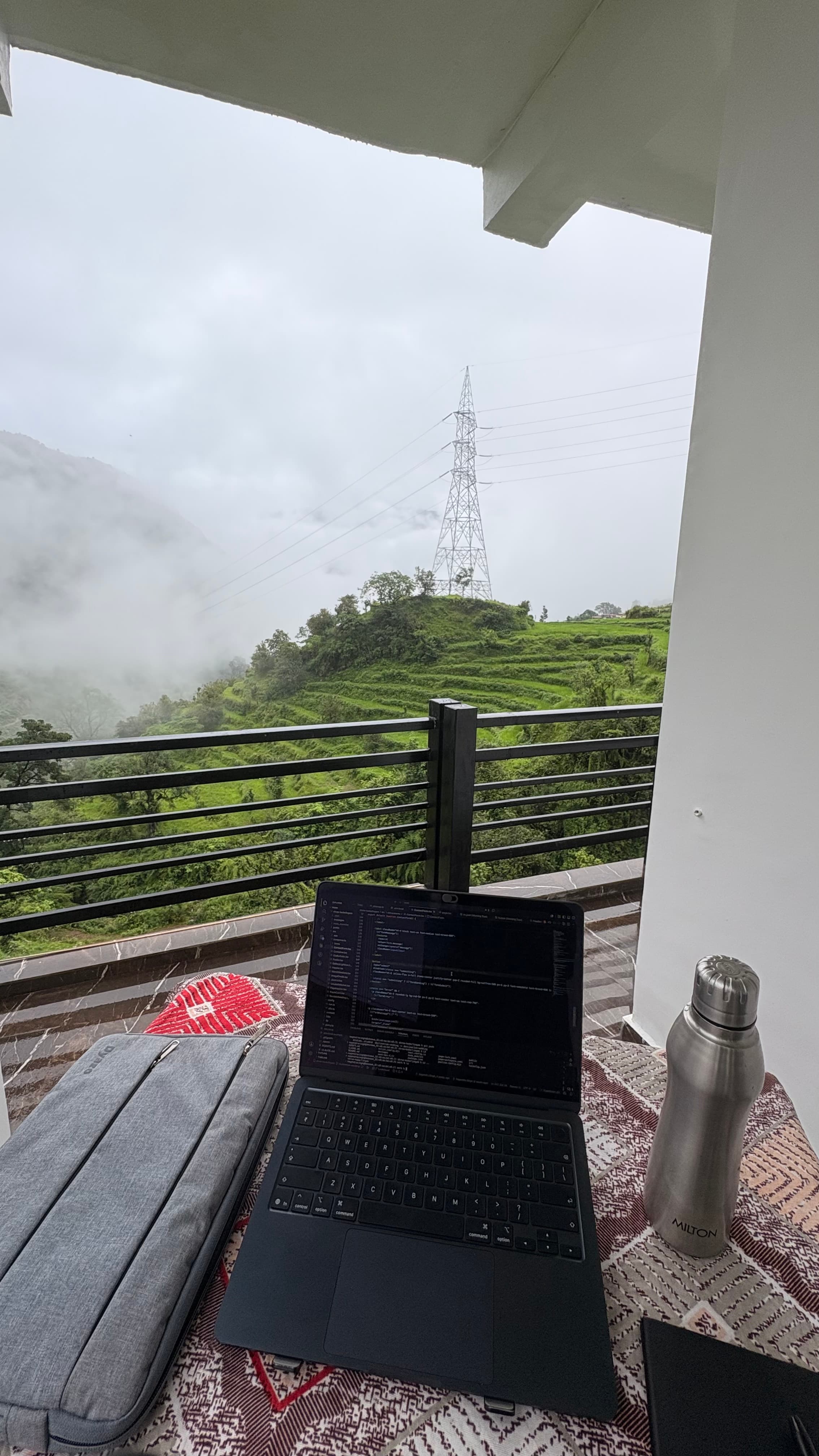 Hotel workspace with scenic view